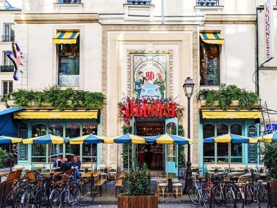Façade of Bouillon Dubillot traditional French restaurant in Paris.