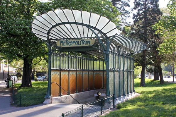 Art nouveau entrance to Paris metro on line 2.