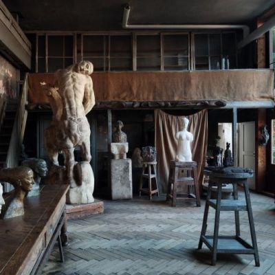 Sculptures inside artist studio museum Musée Bourdelle