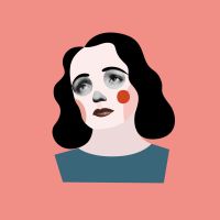 Pink print of Edith Piaf portrait by Helena Pallarés.