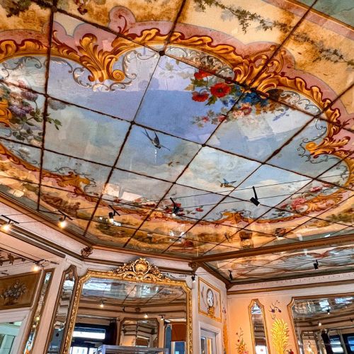 Beautiful ceilings inside historic Paris boulangerie