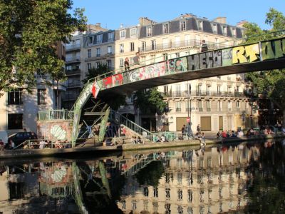 Graffiti on a bridge over the Canal Saint Martin.